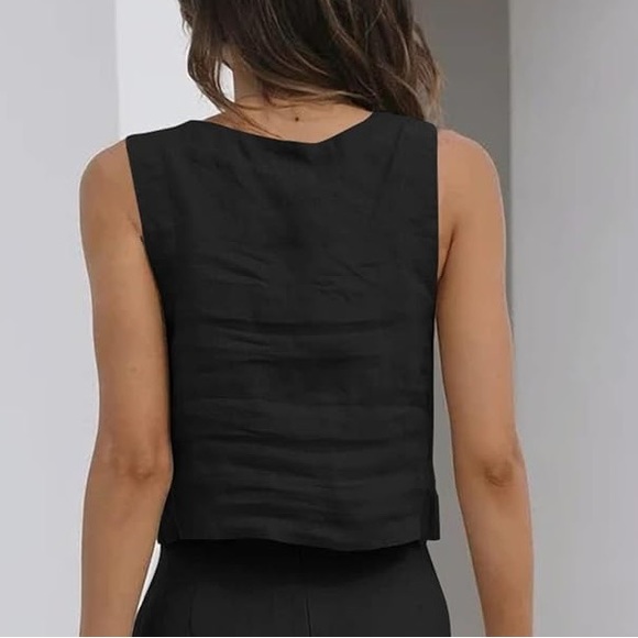 Linen Square Neck Crop Top - Picture 3 of 7